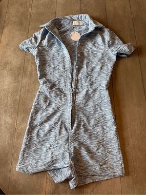 Light Blue Space-Dye Collared Romper by LILY PULITZER
